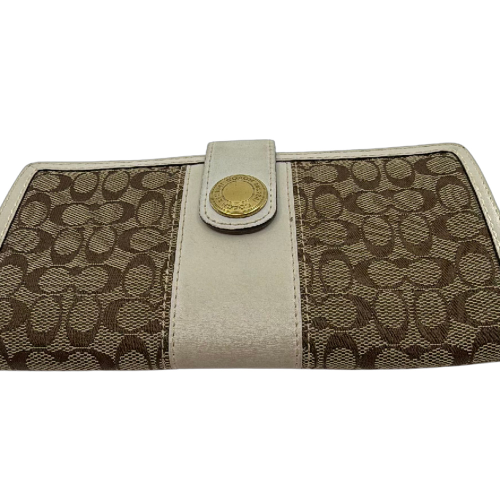 Coach Continental Brown Signature C Canvas Leather Wallet